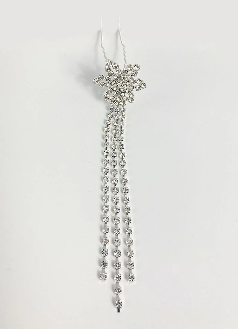 Diamonte Bun Pins Silver - Image 2