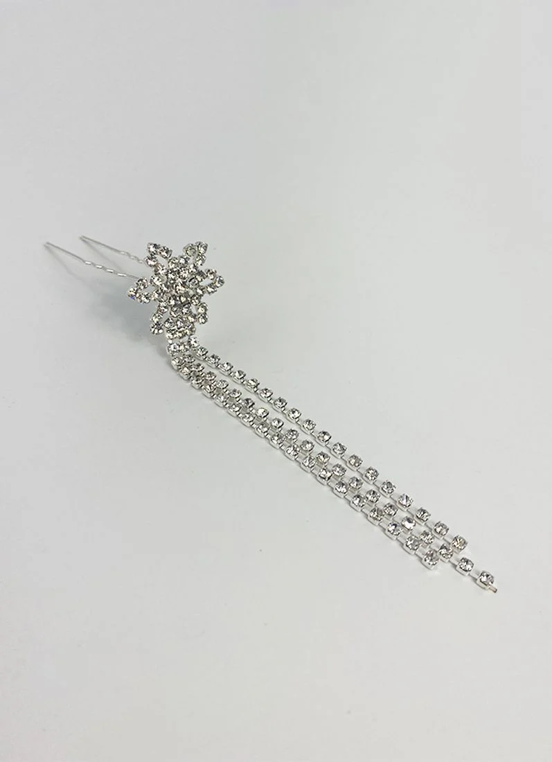 Diamonte Bun Pins Silver - Image 4