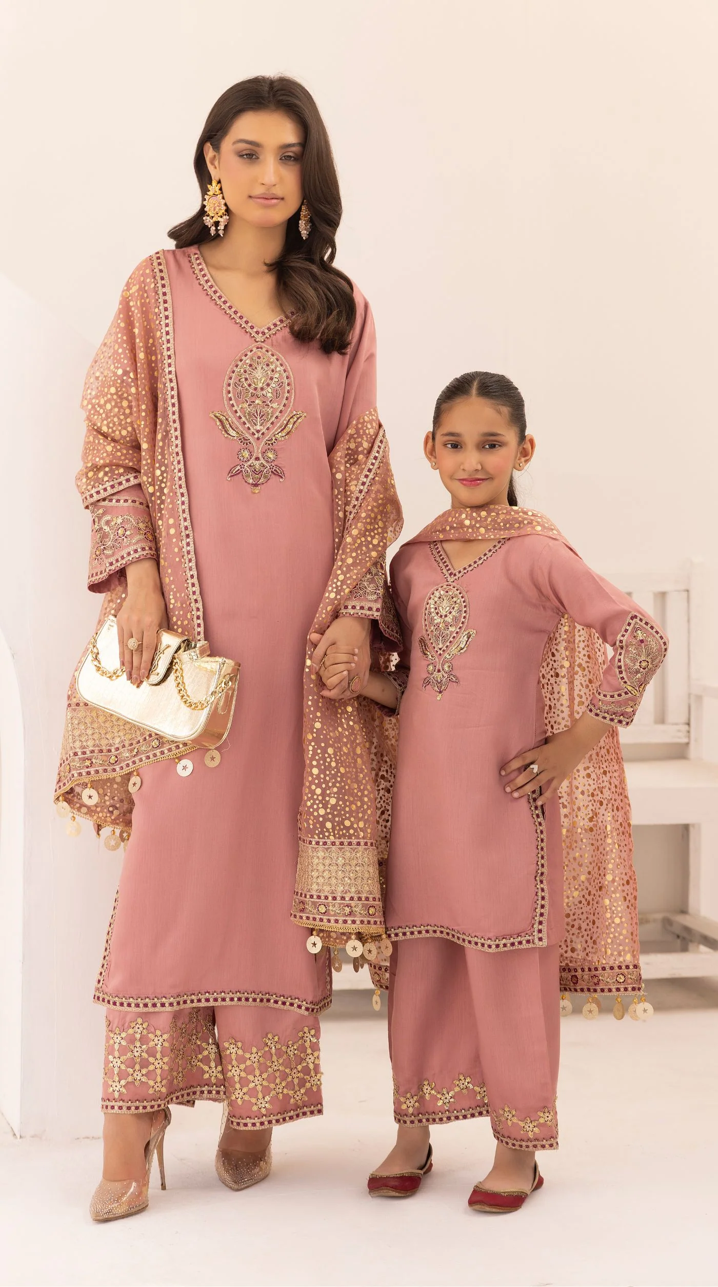 Dusty Rose Embroidered Salwar Kameez – Elegant Pakistani Festive Suit - Image 5