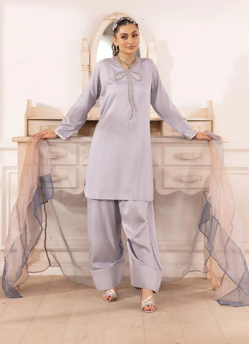 Elegant Grey Viscose Suit Set - Image 2