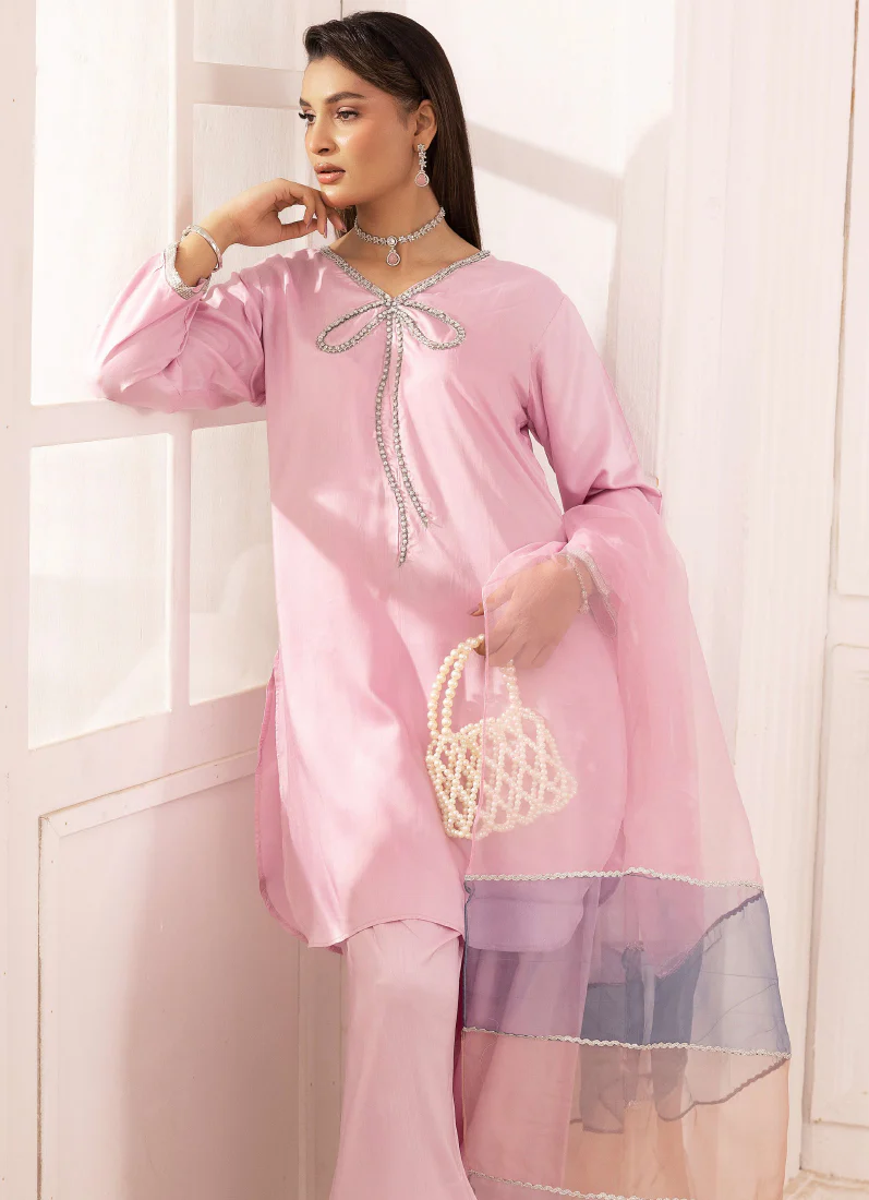 Elegant Light Pink Viscose Suit Set - Image 2