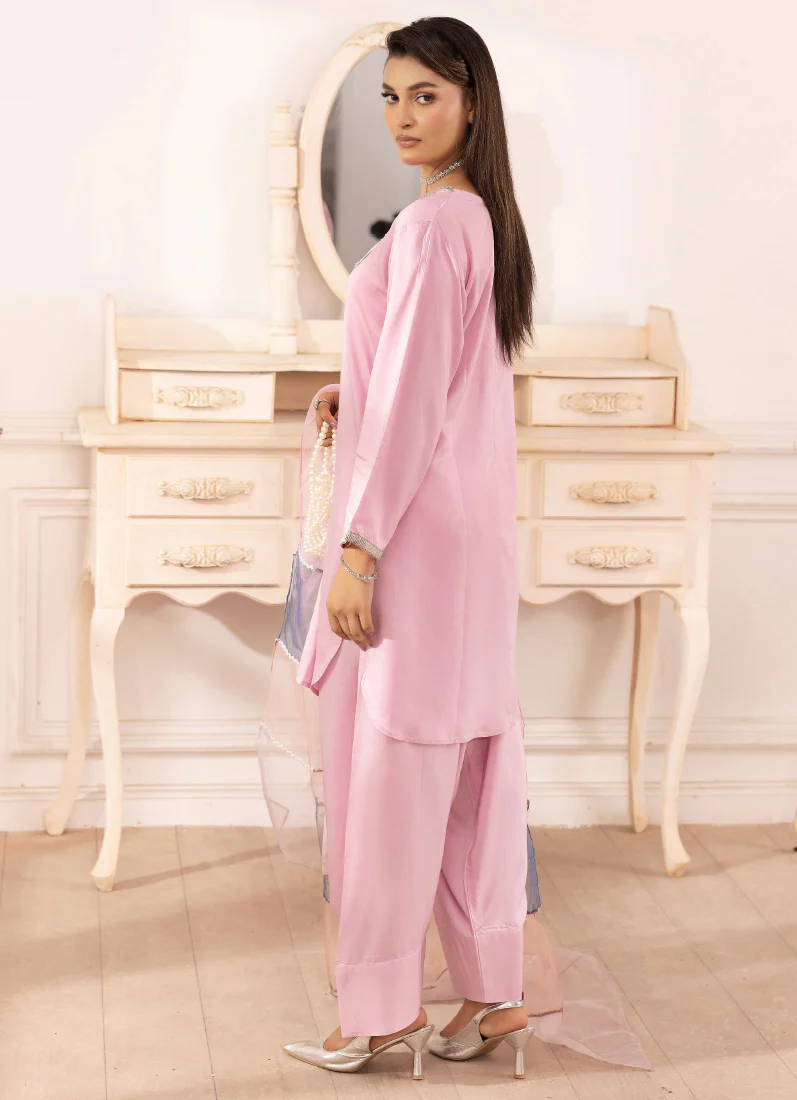 Elegant Light Pink Viscose Suit Set - Image 4