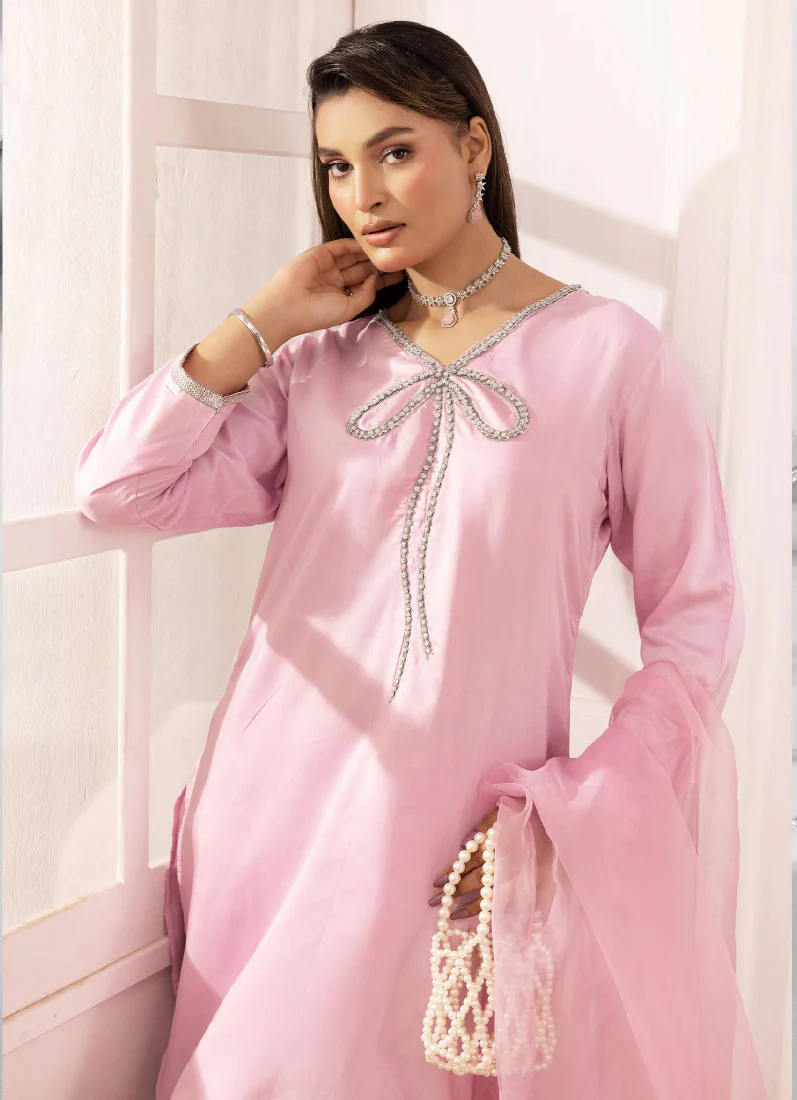 Elegant Light Pink Viscose Suit Set - Image 5