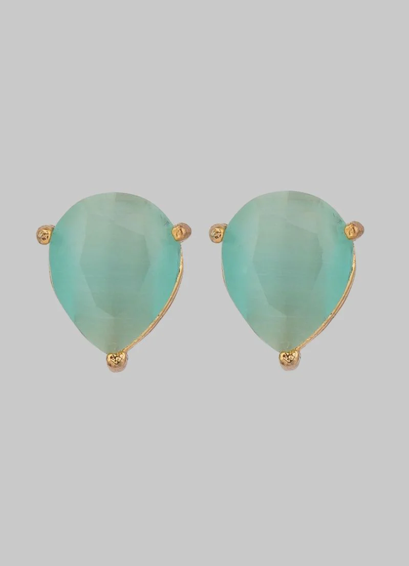 Elegant Mint Green Stone Stud Earrings - Timeless & Chic Jewelry - Image 2