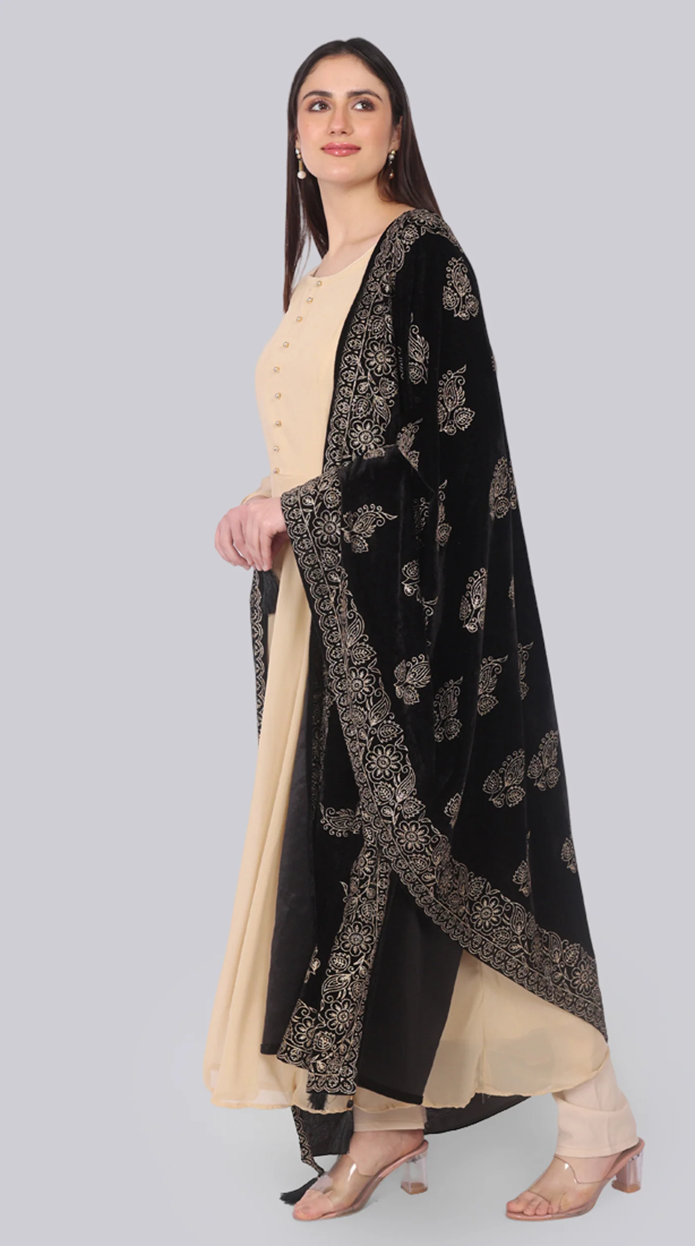 Georgette Beige Bias-Cut Suit Set - Image 3