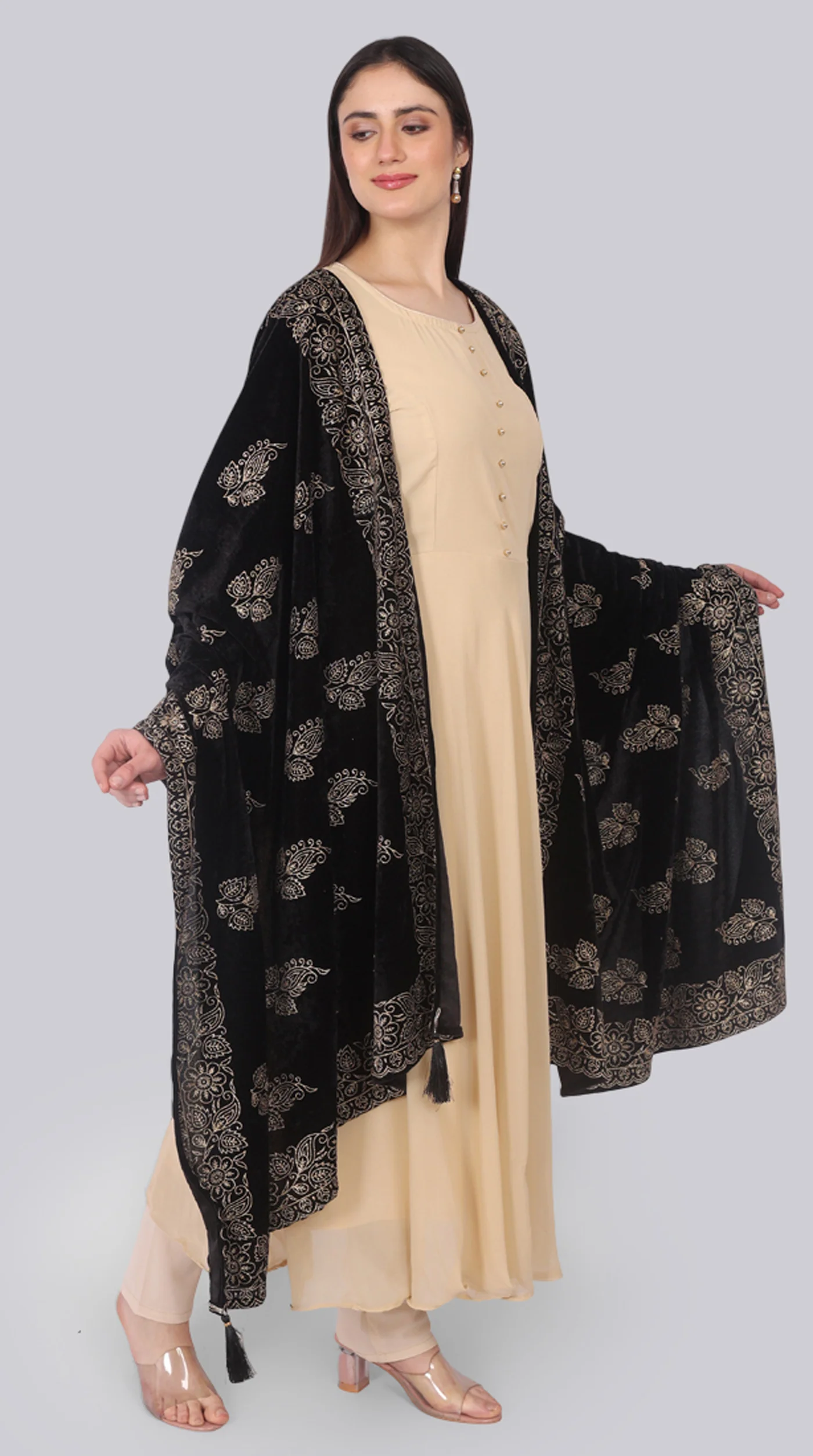 Georgette Beige Bias-Cut Suit Set - Image 4