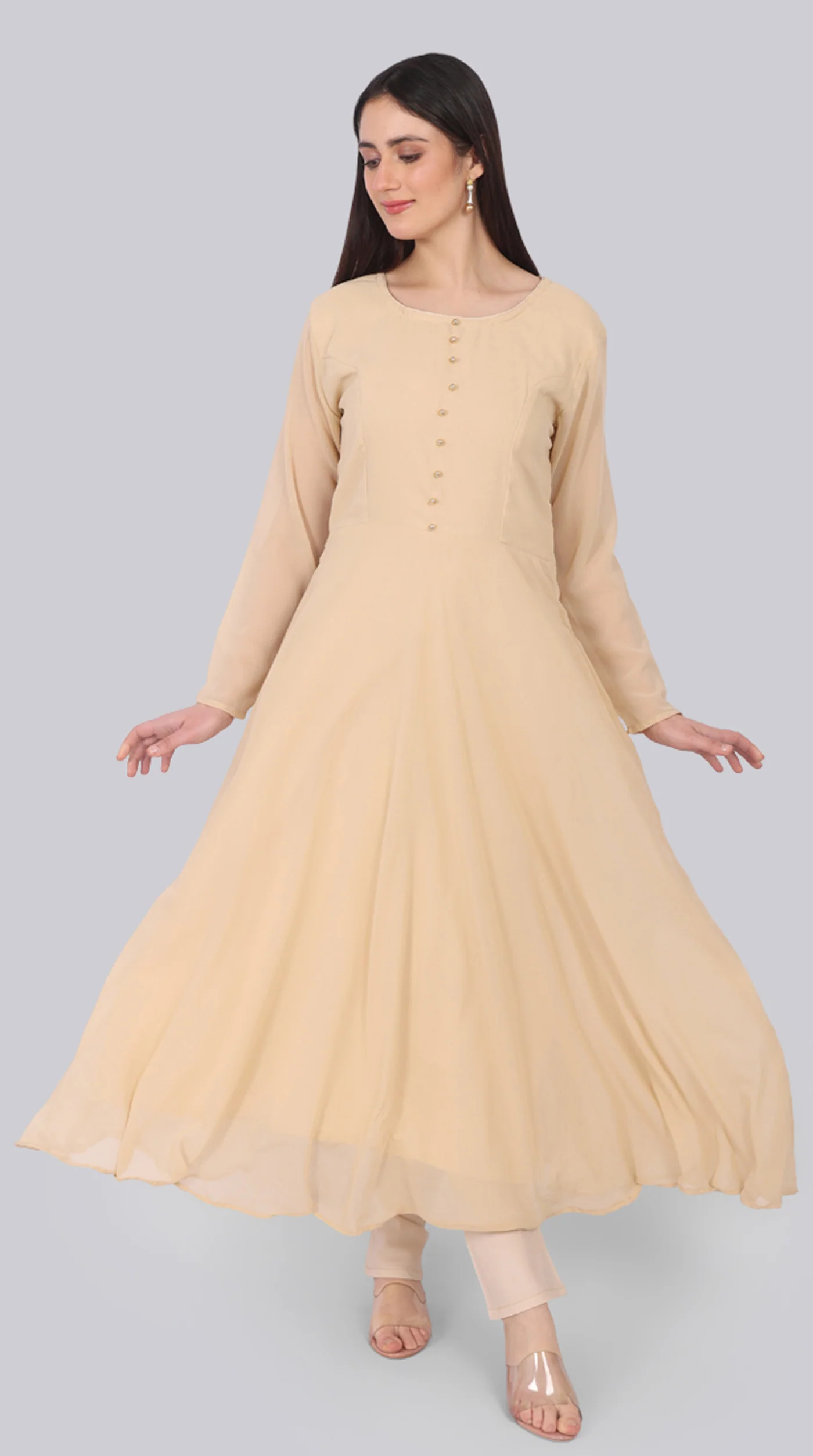 Georgette Beige Bias-Cut Suit Set - Image 7