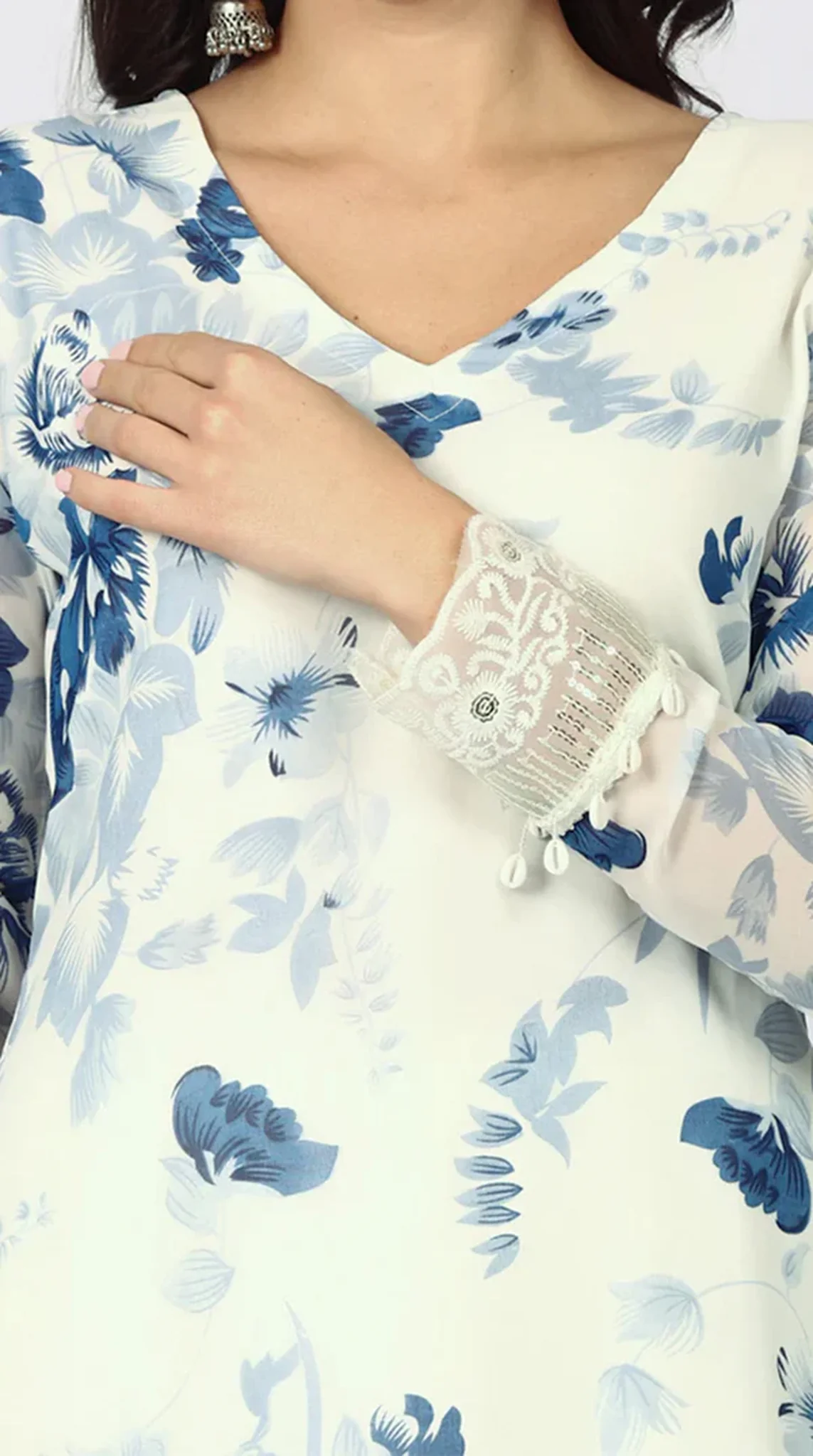 Georgette Printed White   Suit Set - Image 6