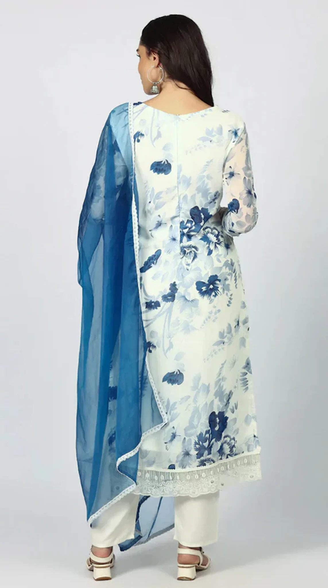 Georgette Printed White   Suit Set - Image 8