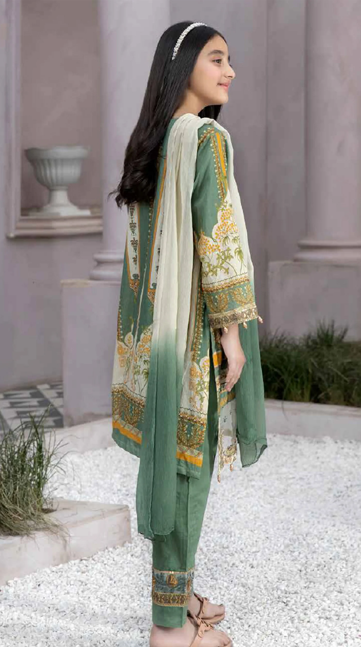 Girls Embroidered Straight Cut Suit Set - Image 3
