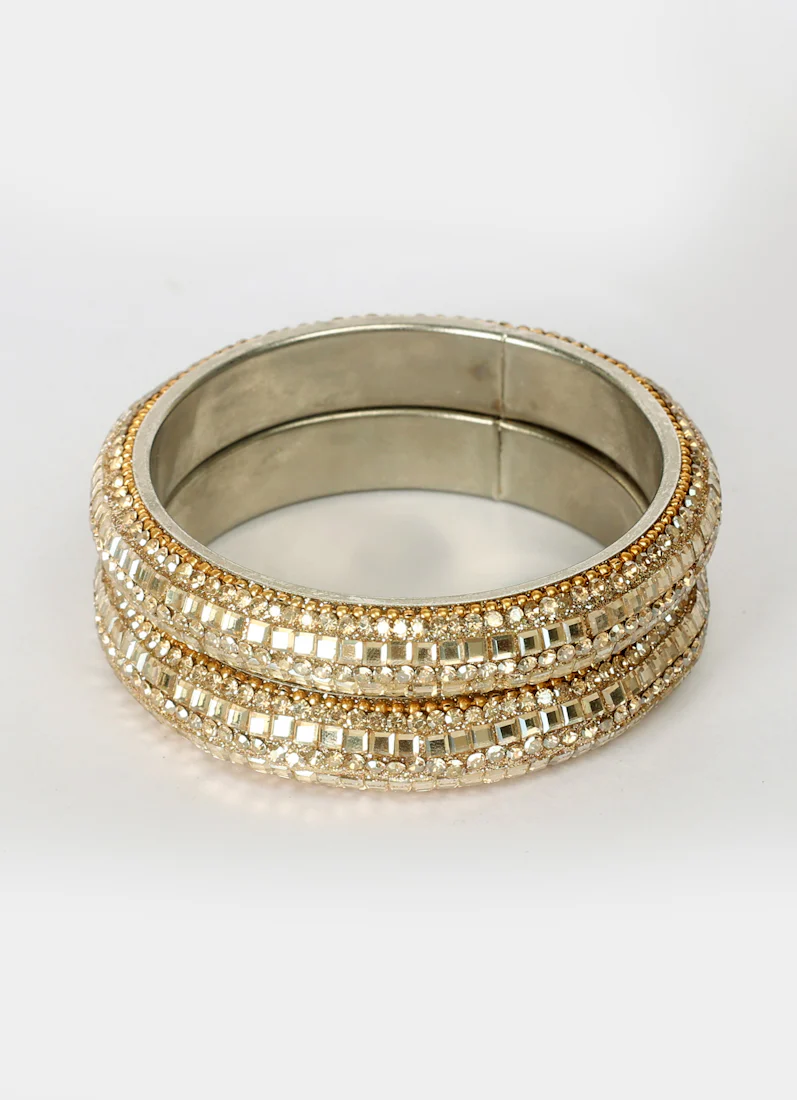 Gold Colour Kara Set with Diamante Work - Image 4