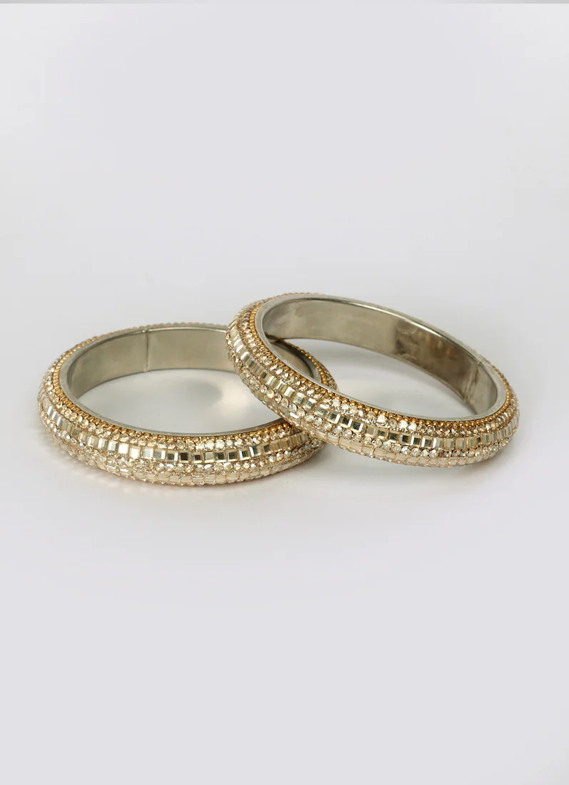 Gold Colour Kara Set with Diamante Work - Image 5