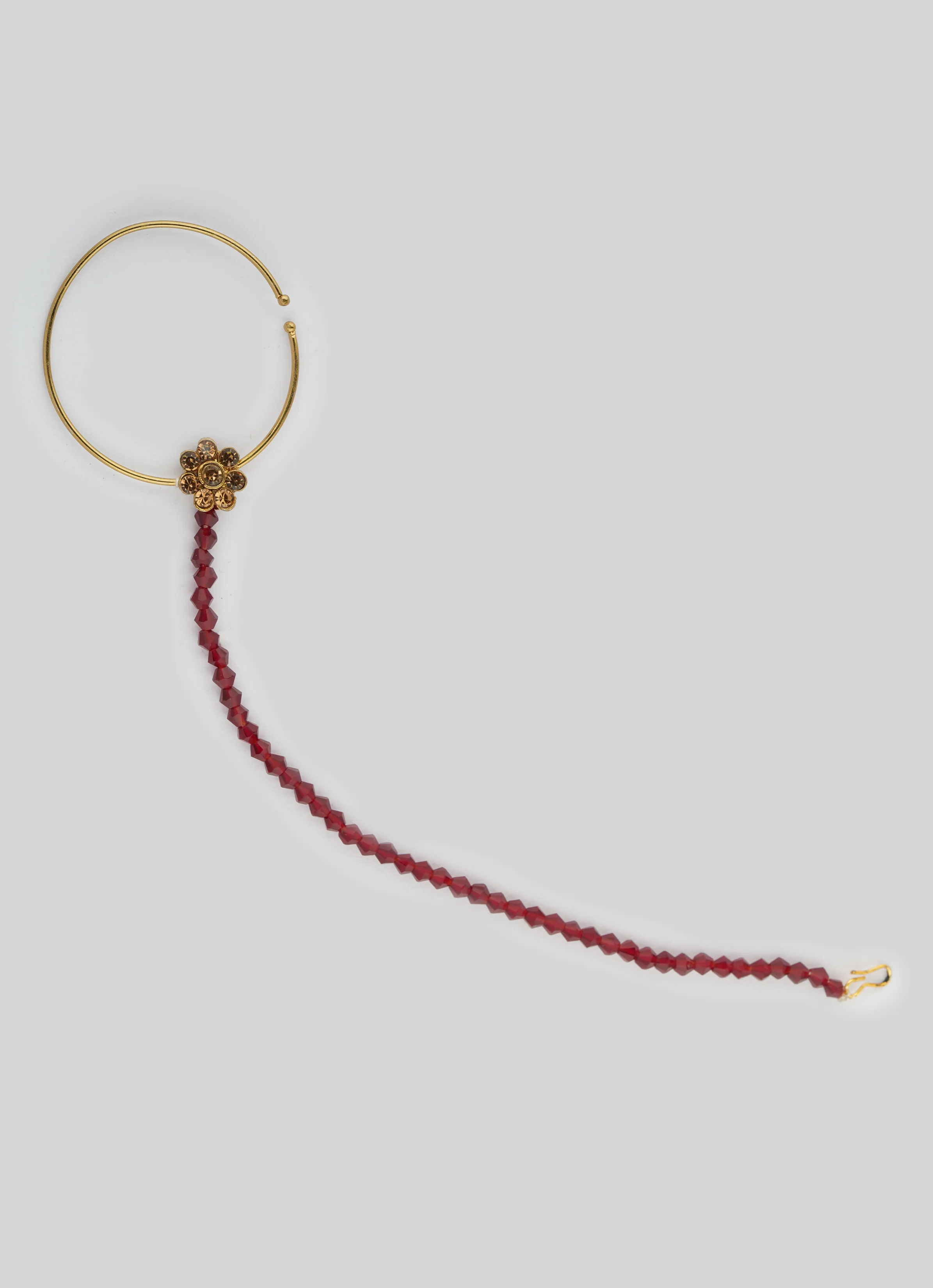 Gold Diamante Bridal Jewelry Set with Maroon Crystal Beads - Complete Wedding Set - Image 9
