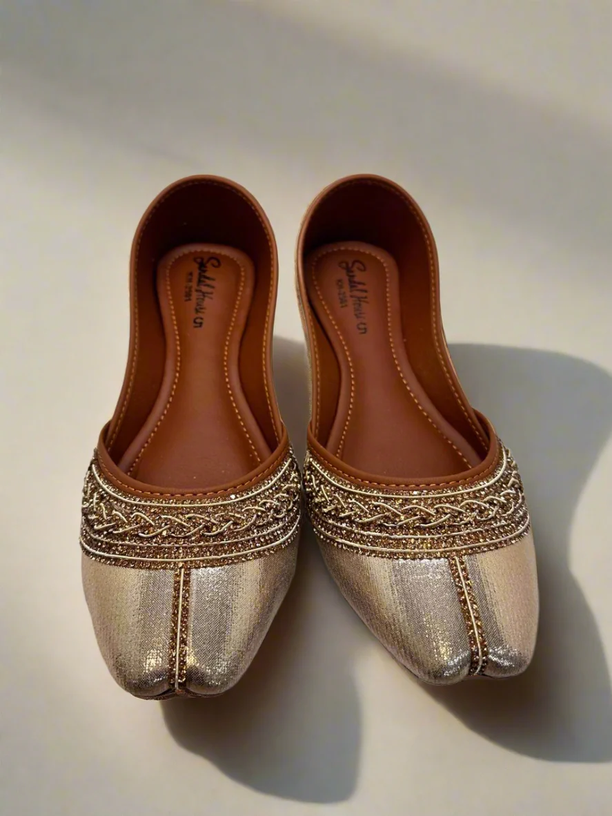 Gold Diamonte Encrusted Jutti - Image 2