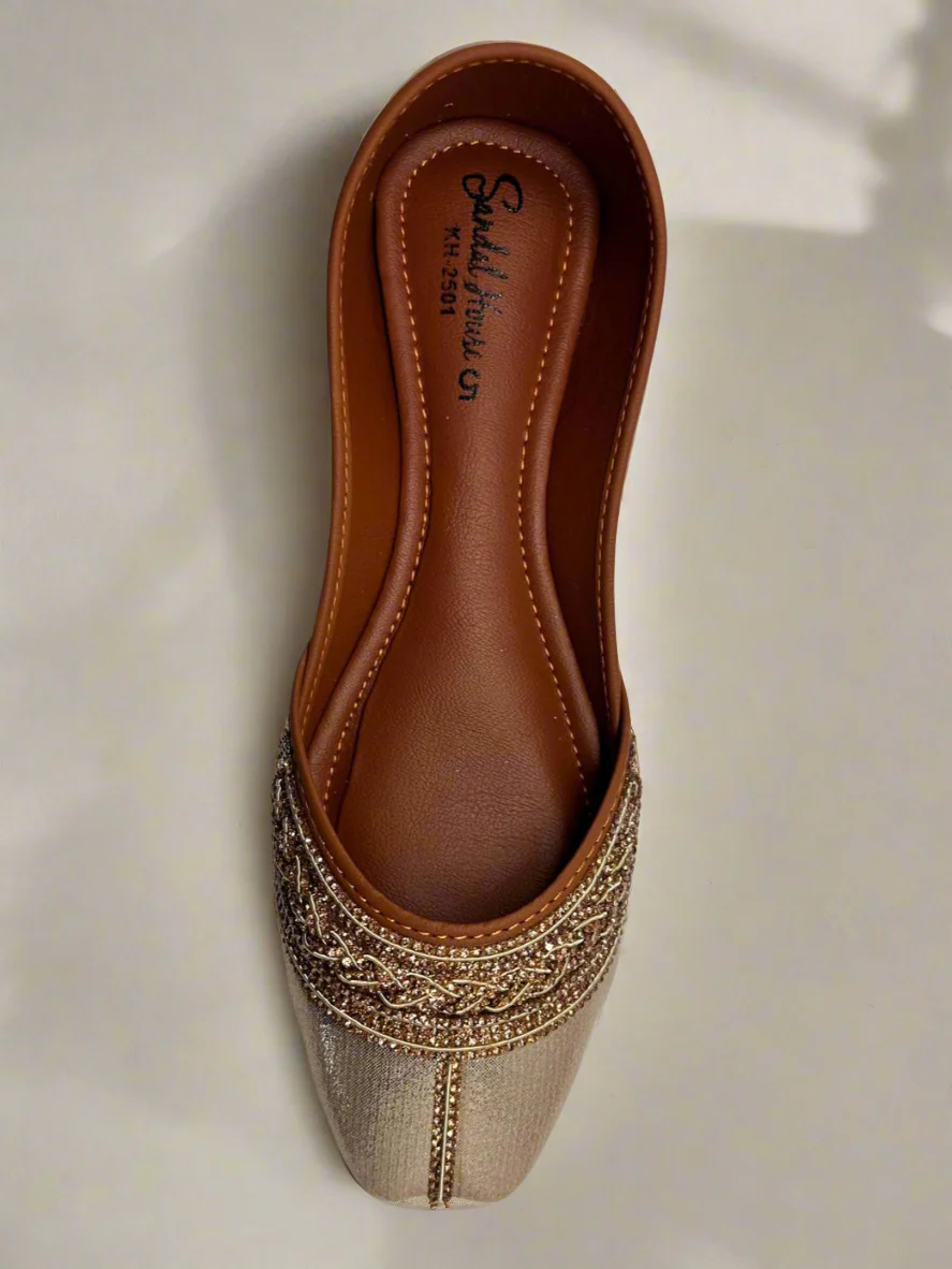 Gold Diamonte Encrusted Jutti - Image 3