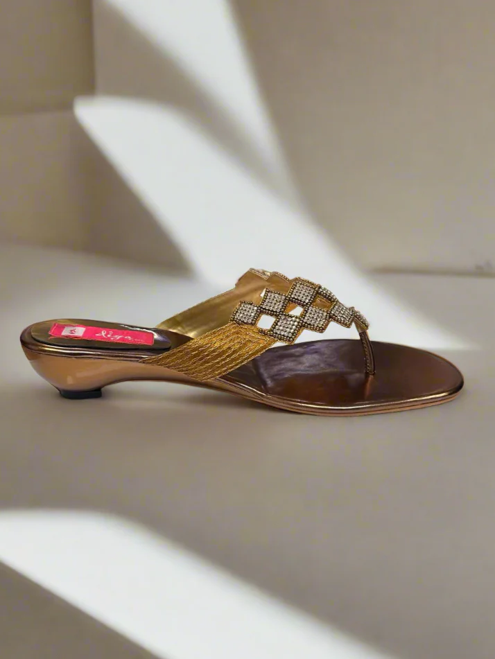 Gold Diamonte Ladies Chappal - Image 2