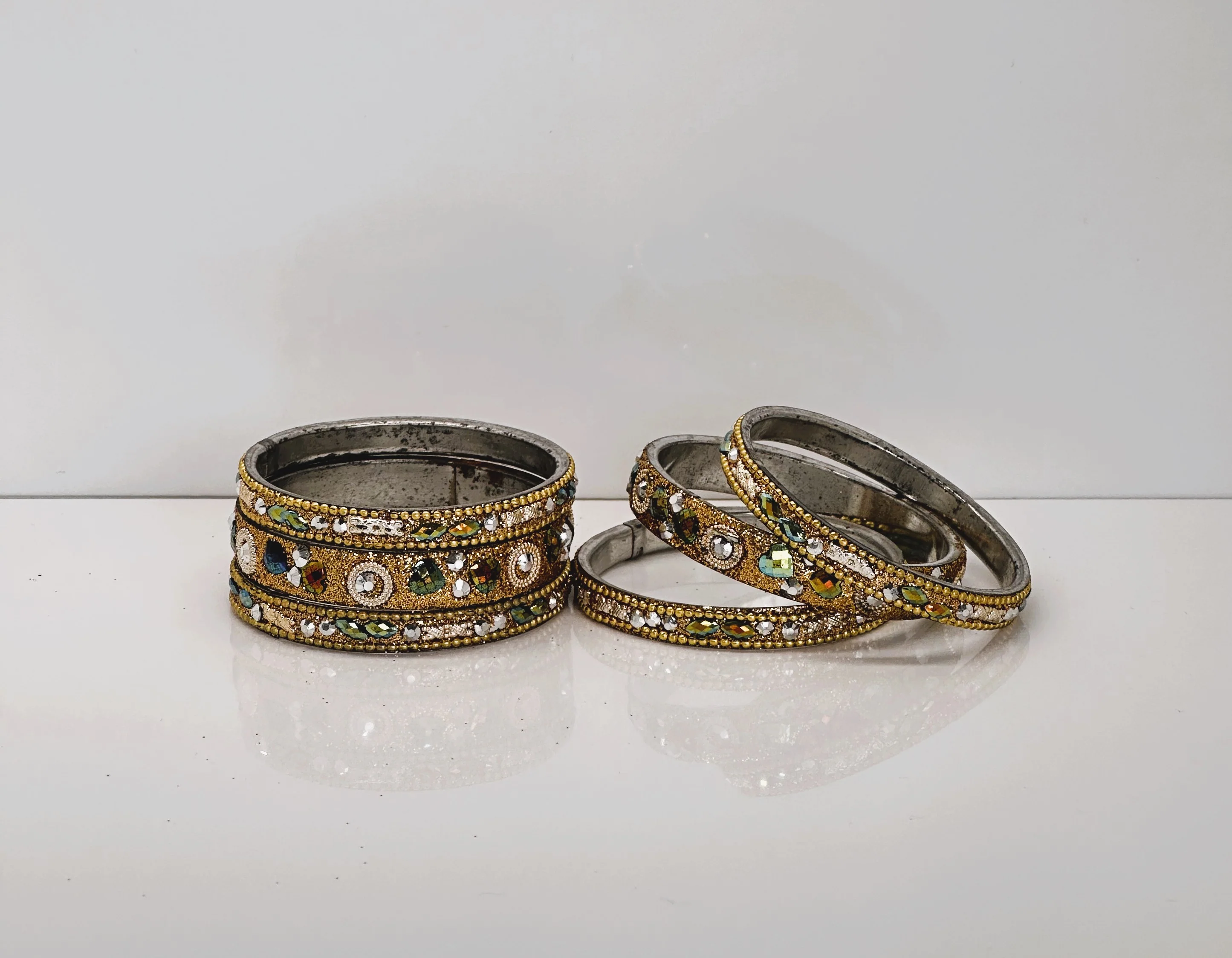 Gold Intricate Sparkle Bangle Set - Image 2