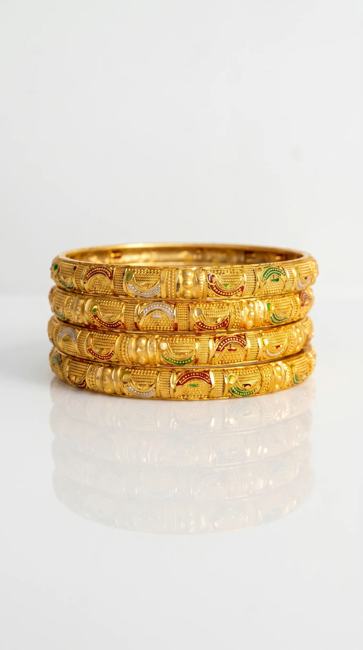 Gold Menakari 4pc Bangle Set - Image 2