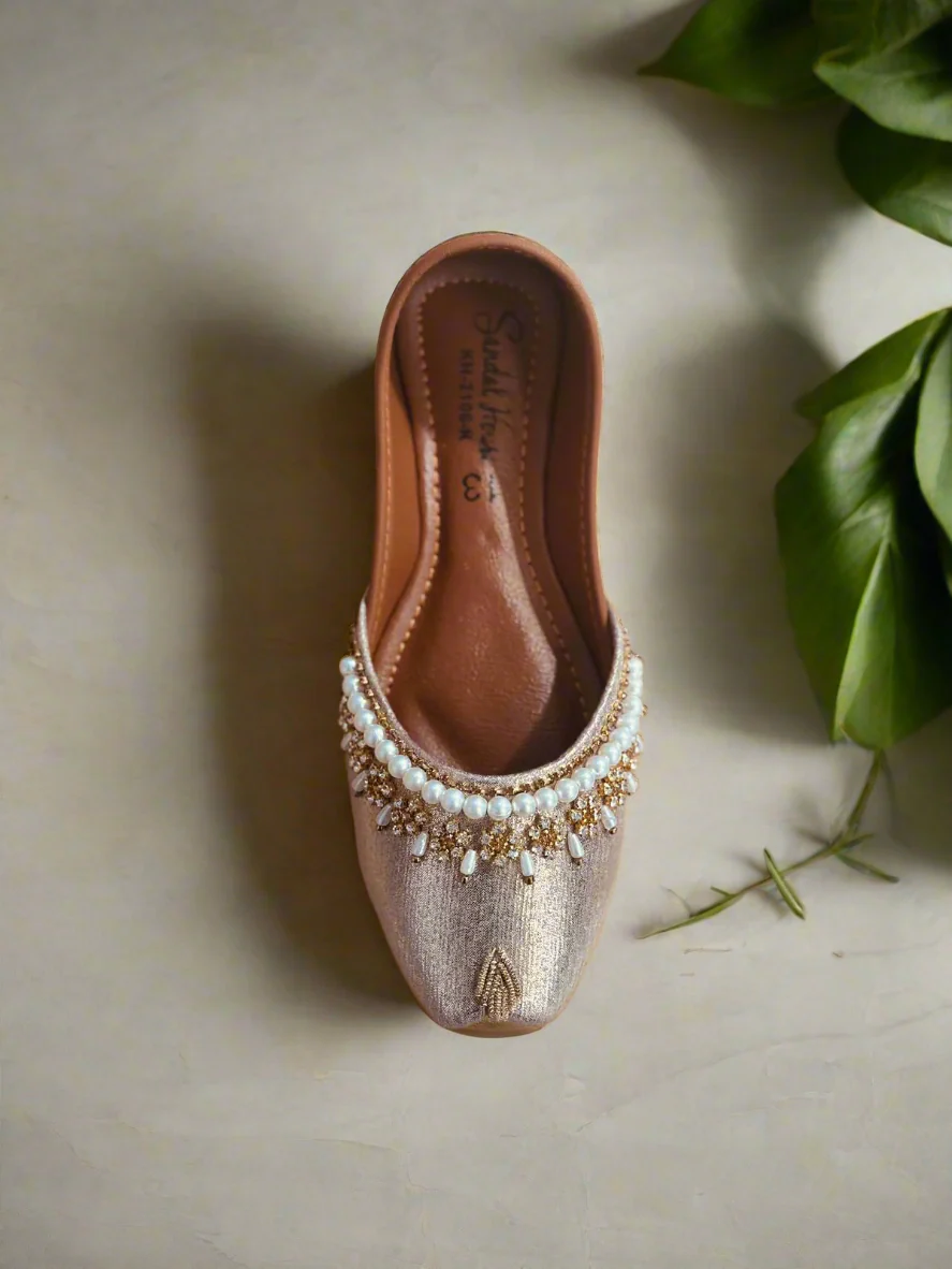 Gold Pearl Jutti Girls - Image 4