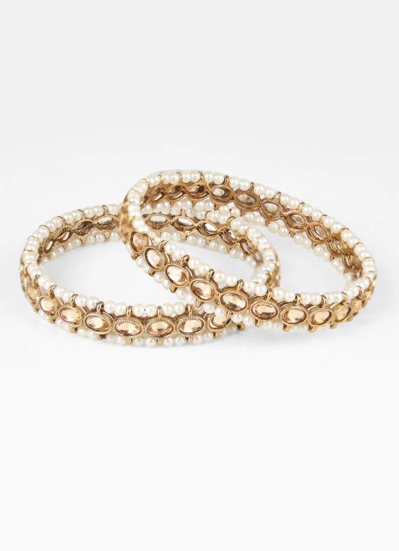 Gold Diamonte & Pearl Kara Set - Image 2