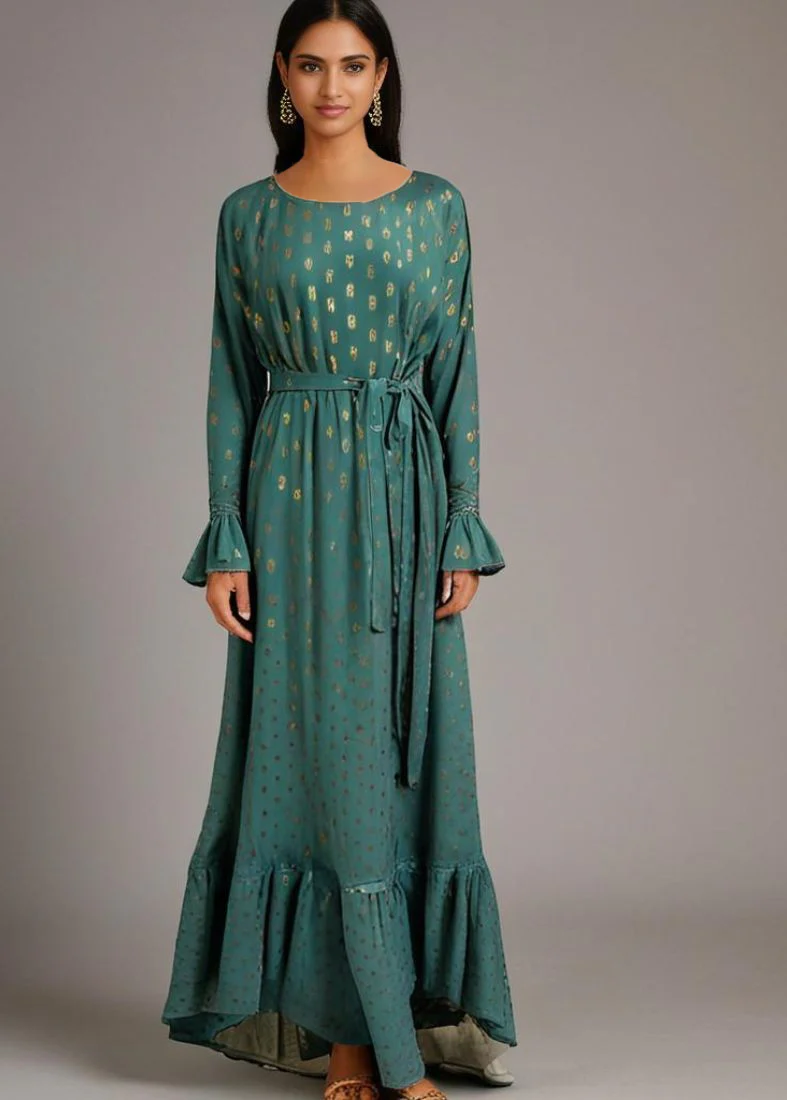 Green Chic Maxi Dress with Belt - Image 2