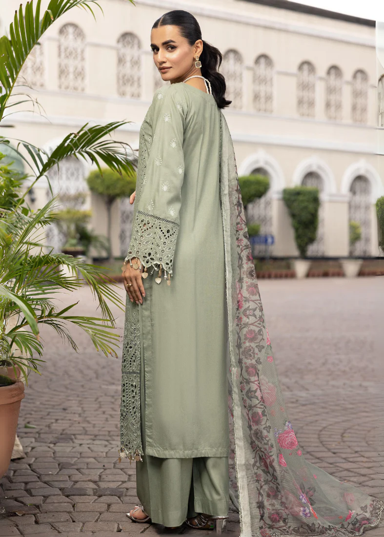 Green Chikenkari Handwork Suit Set - Image 3