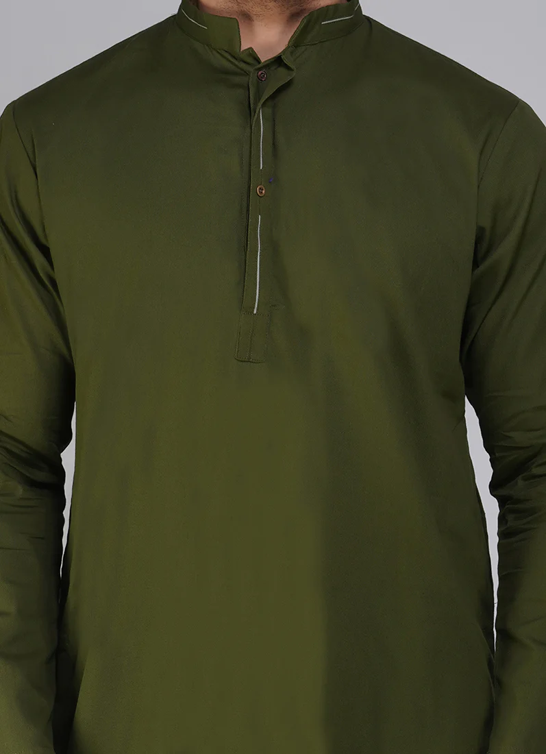 Green Cotton Kurta Salwar Set - Image 5