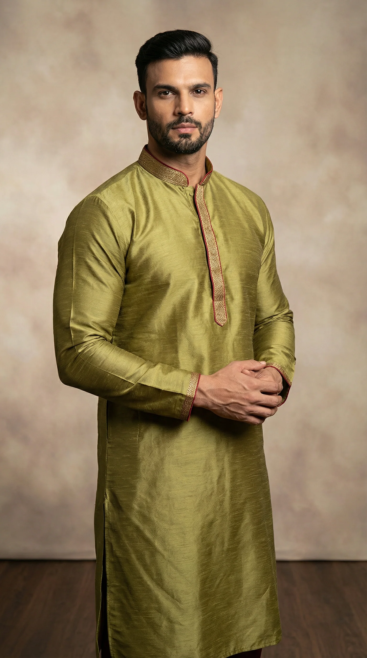 Green Embroidered Kurta Churidaar Set - Image 2