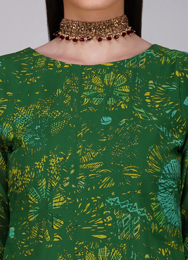 Green Embroidered Straight Cut Trouser Suit Set - Image 7