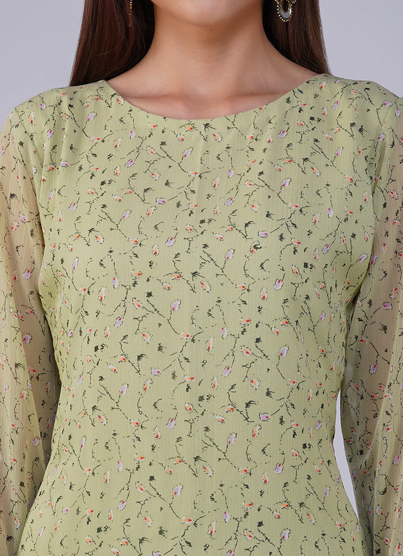 Green Georgette Straight Cut Trouser Suit - Image 6