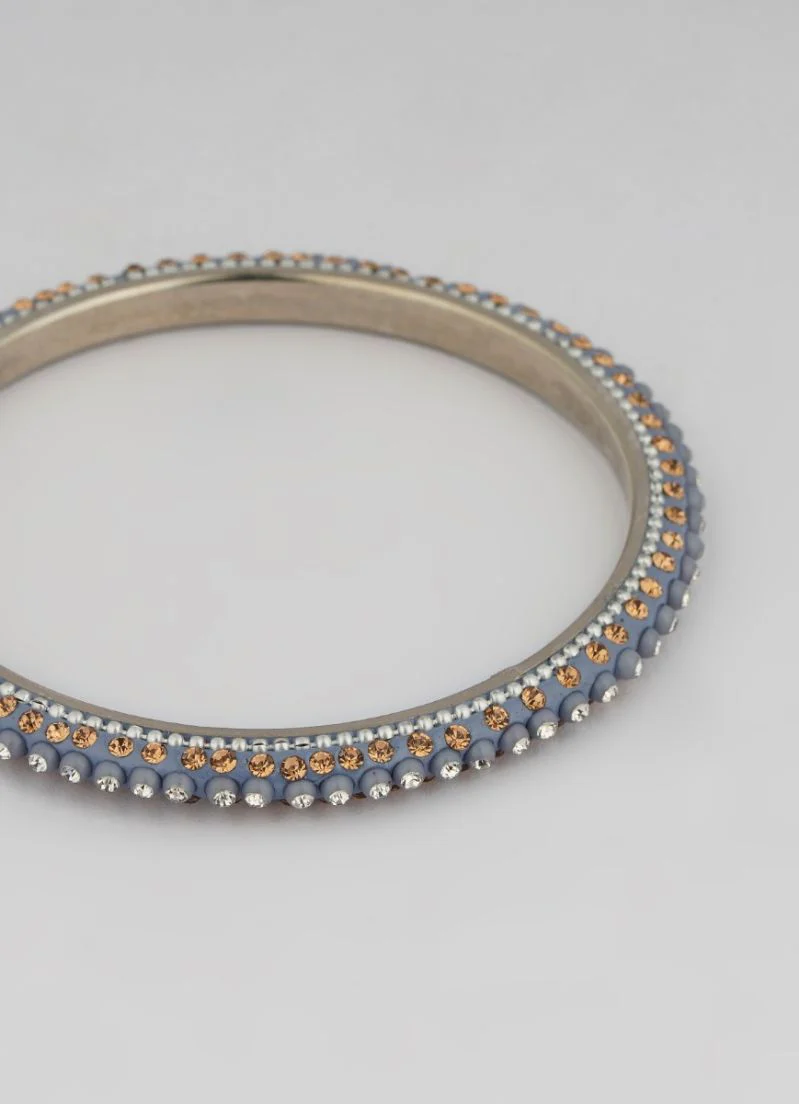 Grey Bangles with Silver and Gold â€“ 4 Piece Luxury Wedding Jewellery Set - Image 3