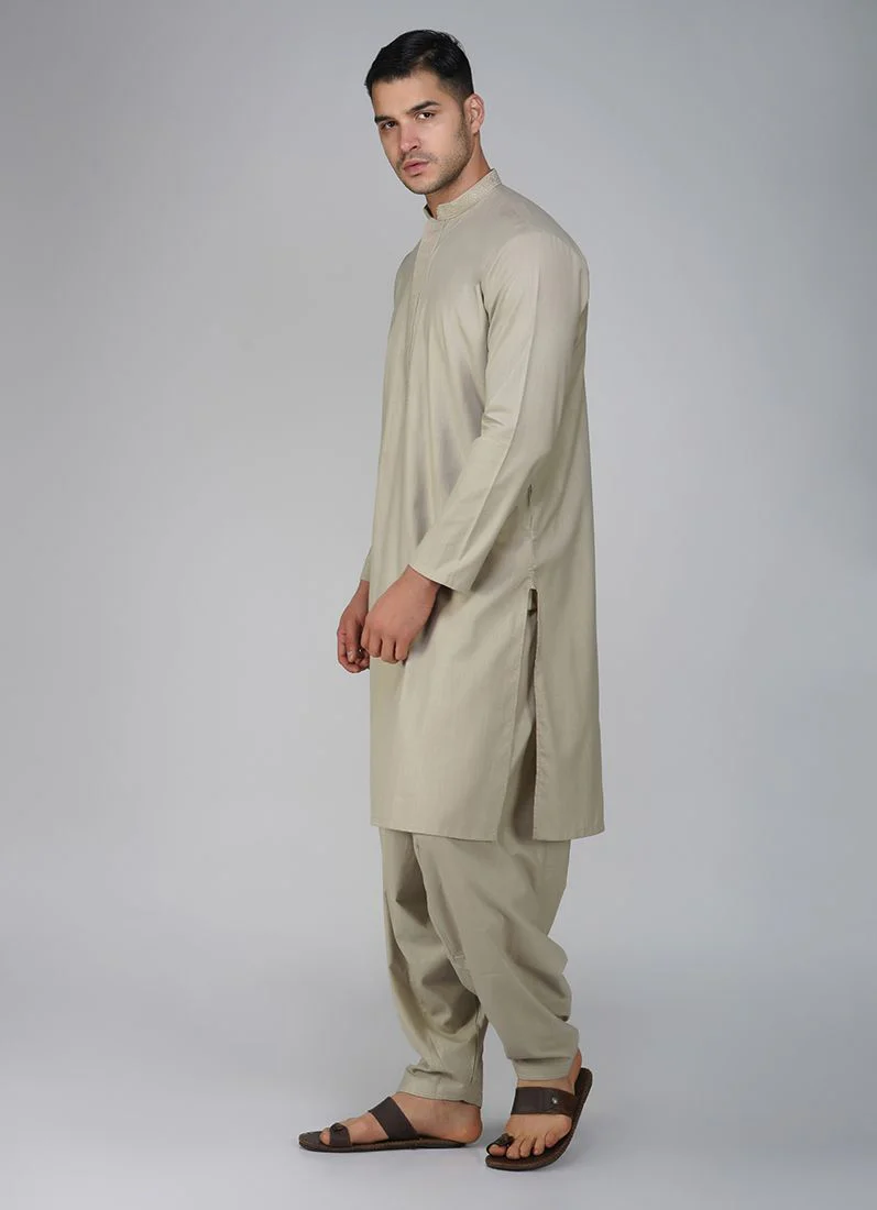 Grey Cotton Kurta Salwar Set - Image 2