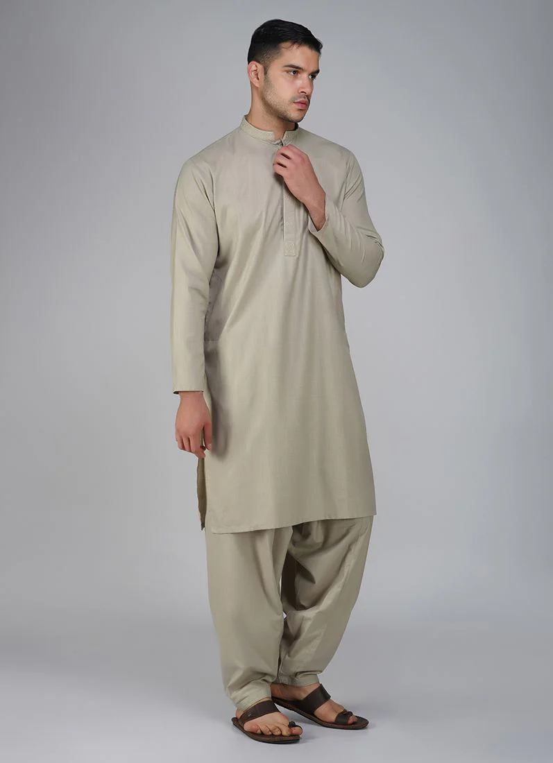 Grey Cotton Kurta Salwar Set - Image 3