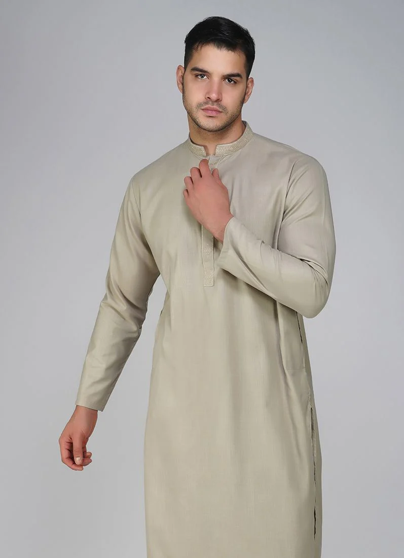 Grey Cotton Kurta Salwar Set - Image 4