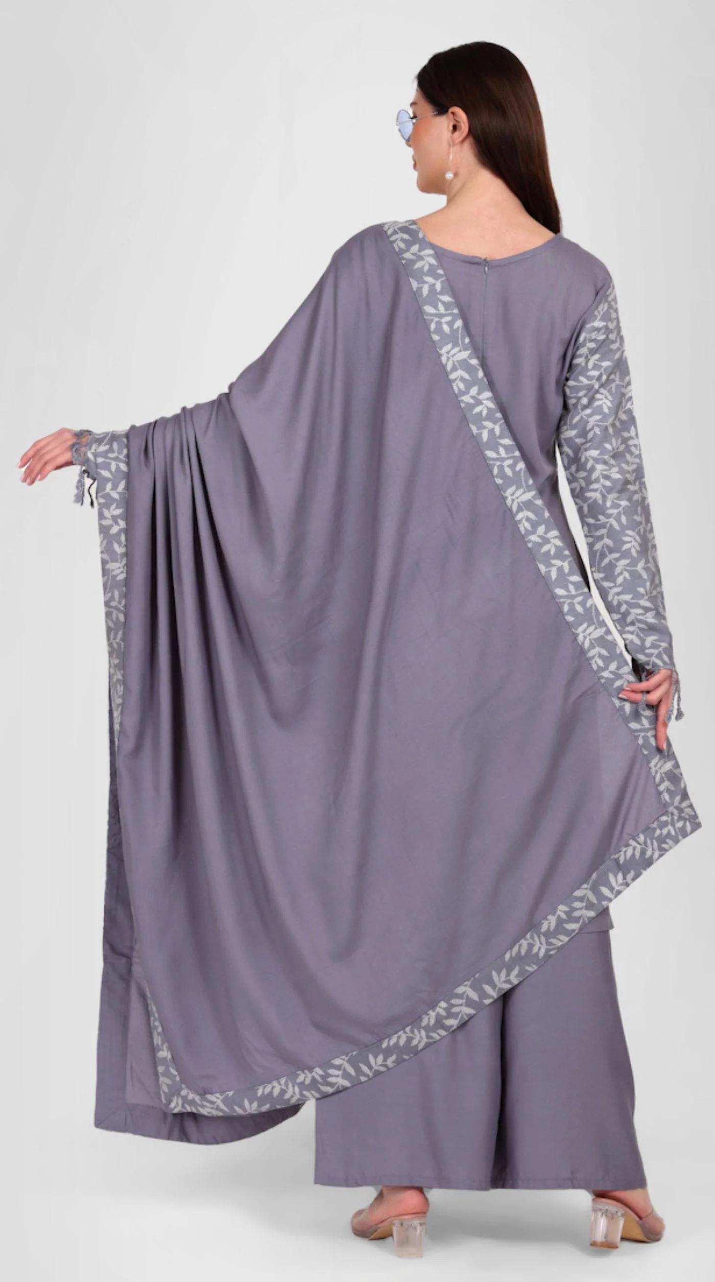 Grey Shawl Suit Set - Image 4