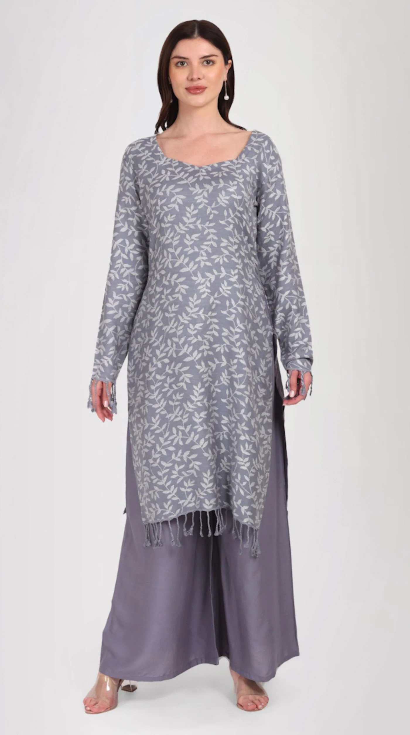 Grey Shawl Suit Set - Image 5