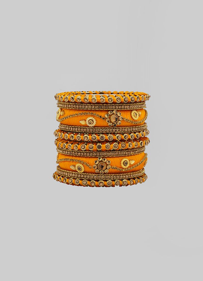 Haldi Orange Thread Bangle Set - Image 2