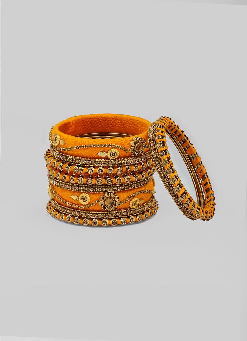Haldi Orange Thread Bangle Set - Image 3