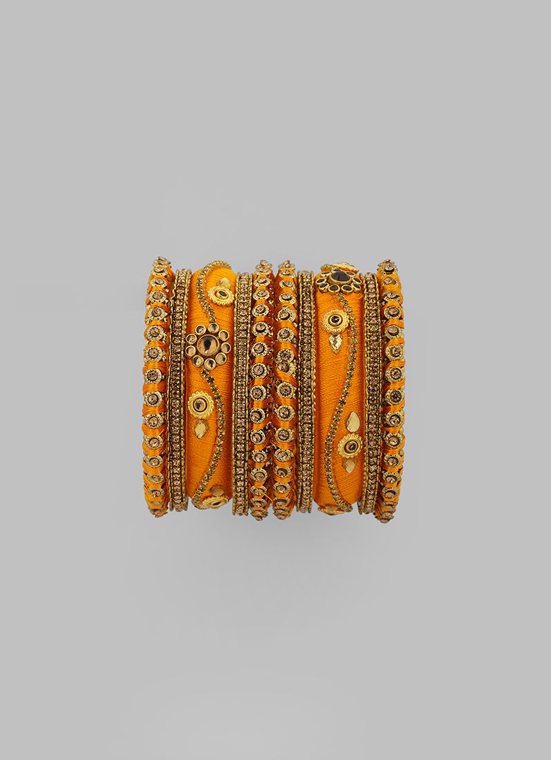 Haldi Orange Thread Bangle Set - Image 4
