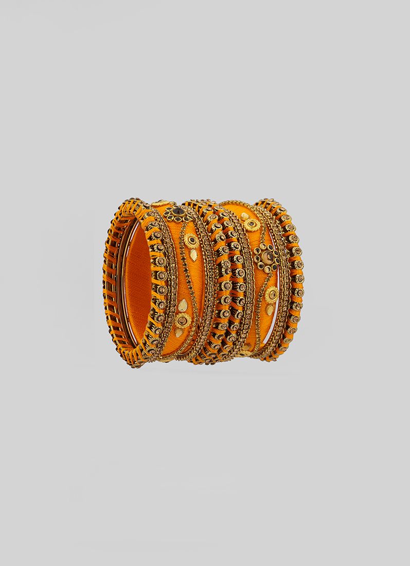 Haldi Orange Thread Bangle Set - Image 5