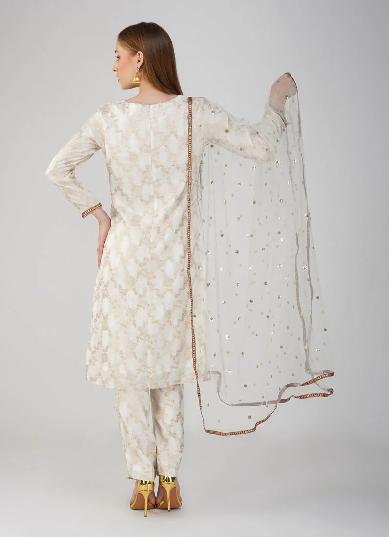 Ivory Banarsi Silk Suit Set - Image 5