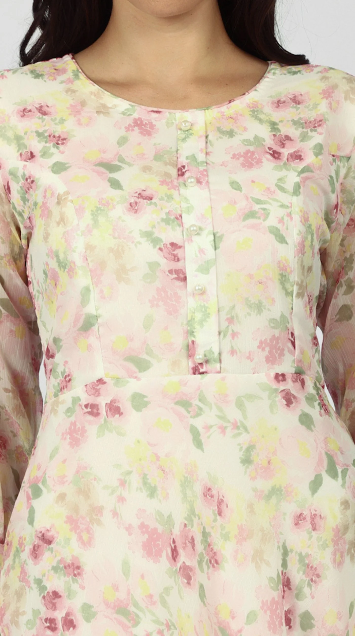 Ivory Chiffion Bias Cut Dress - Image 5