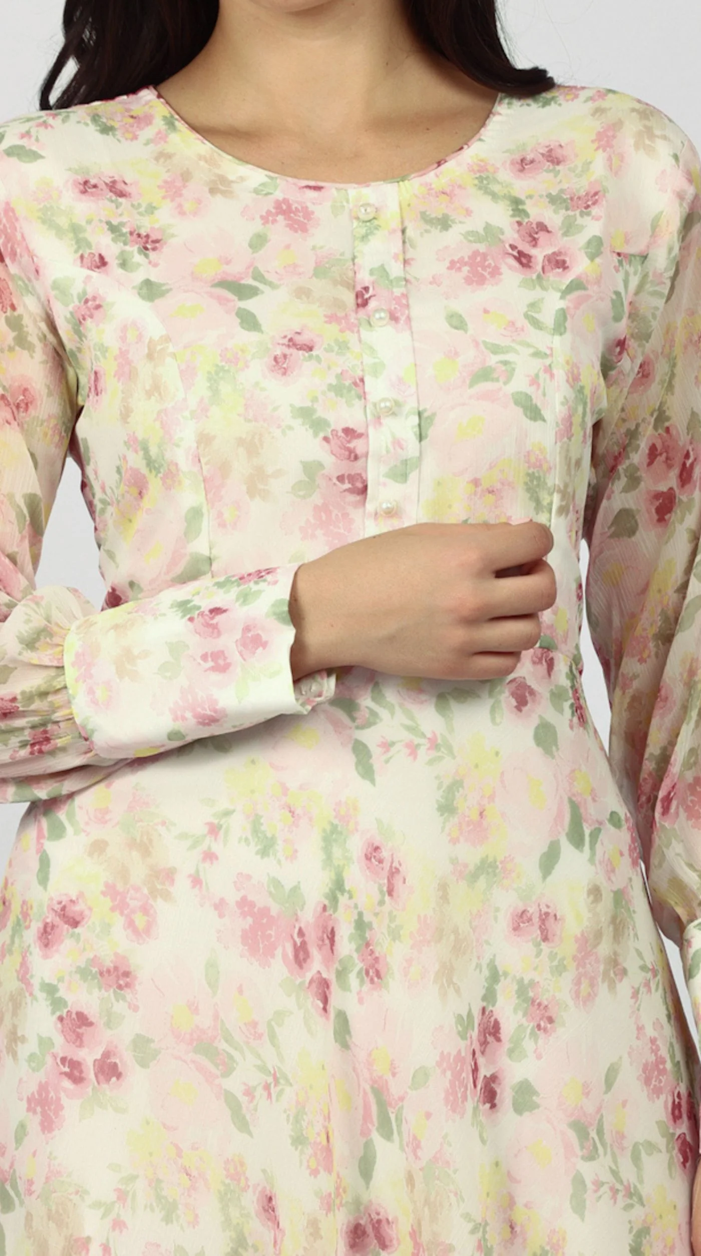 Ivory Chiffion Bias Cut Dress - Image 6