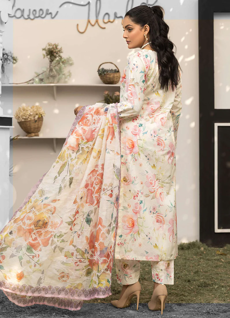 Ivory Digital Printed Lawn Suit Set - Image 2