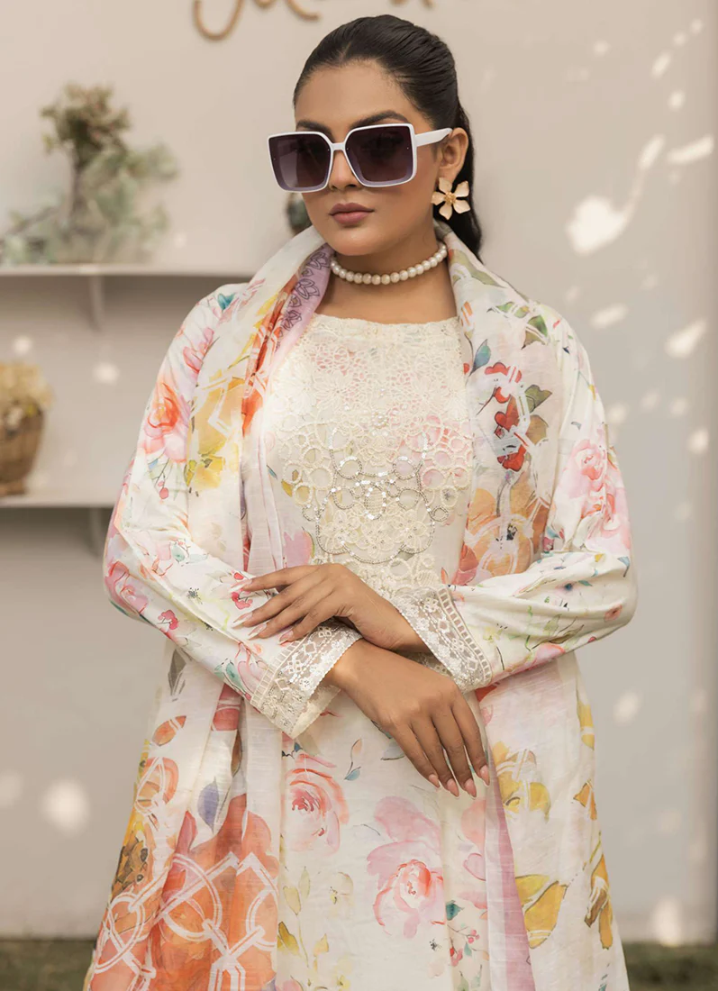 Ivory Digital Printed Lawn Suit Set - Image 4