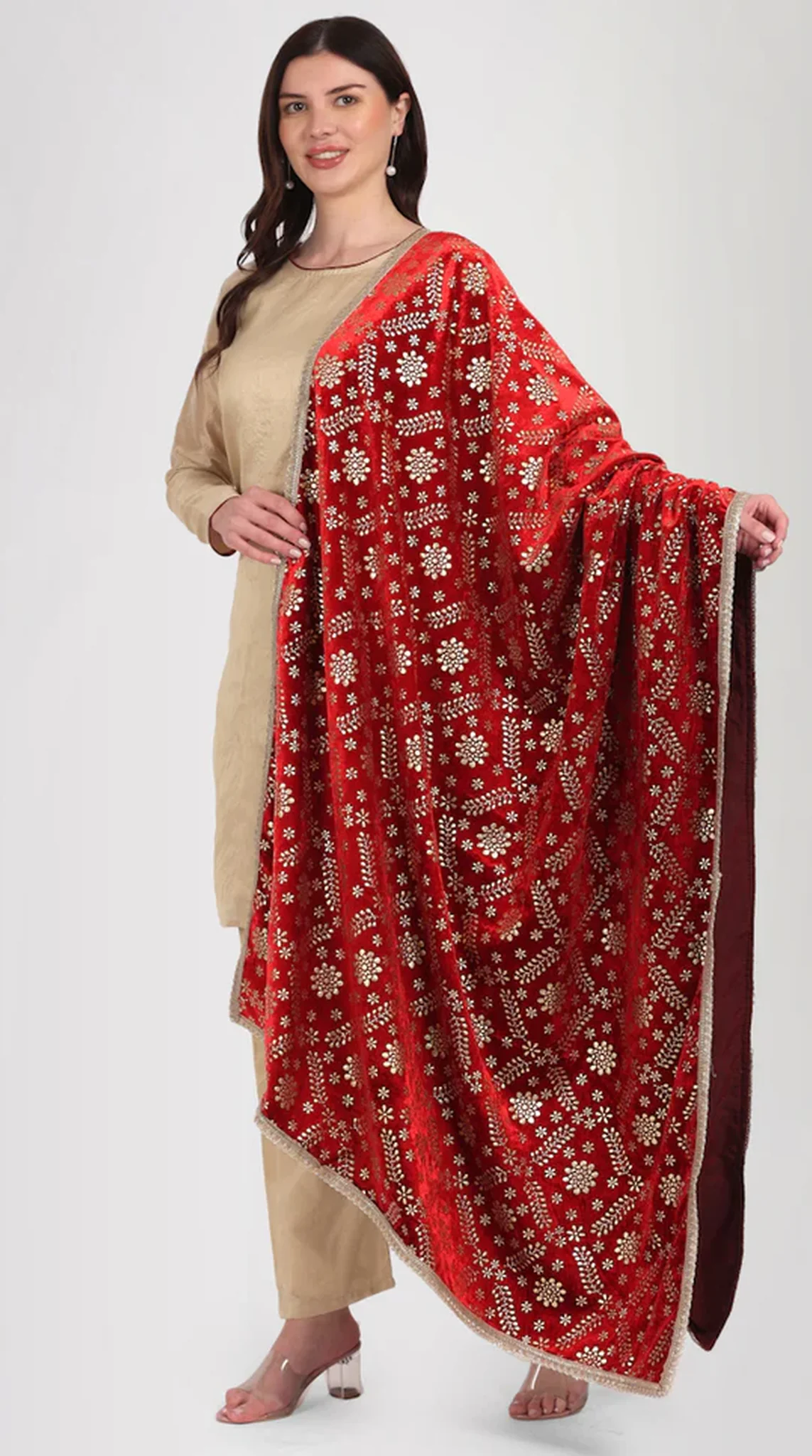 Ivory Dupion Velvet Suit Set - Image 3