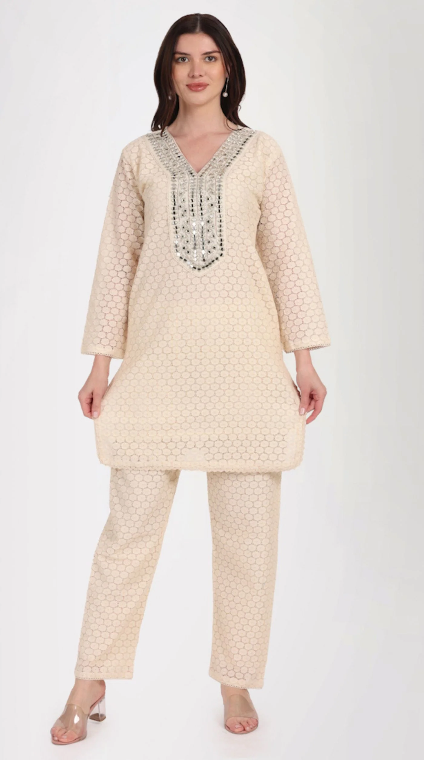 Ivory Embroidered Suit Set - Image 4