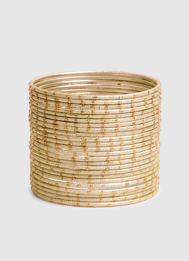 Ivory Lightweight Bangles with Glitter Spots - Image 5