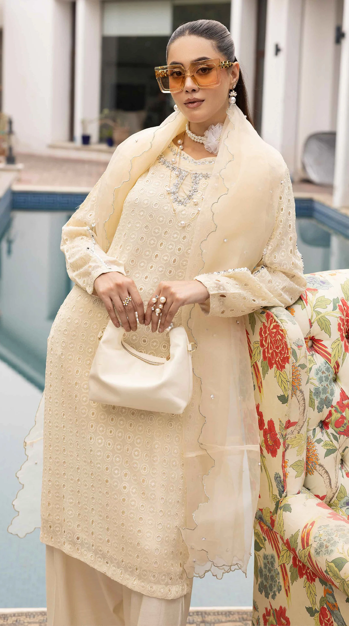 Ivory Noor Chikankari Farshi Suit Set - Image 4
