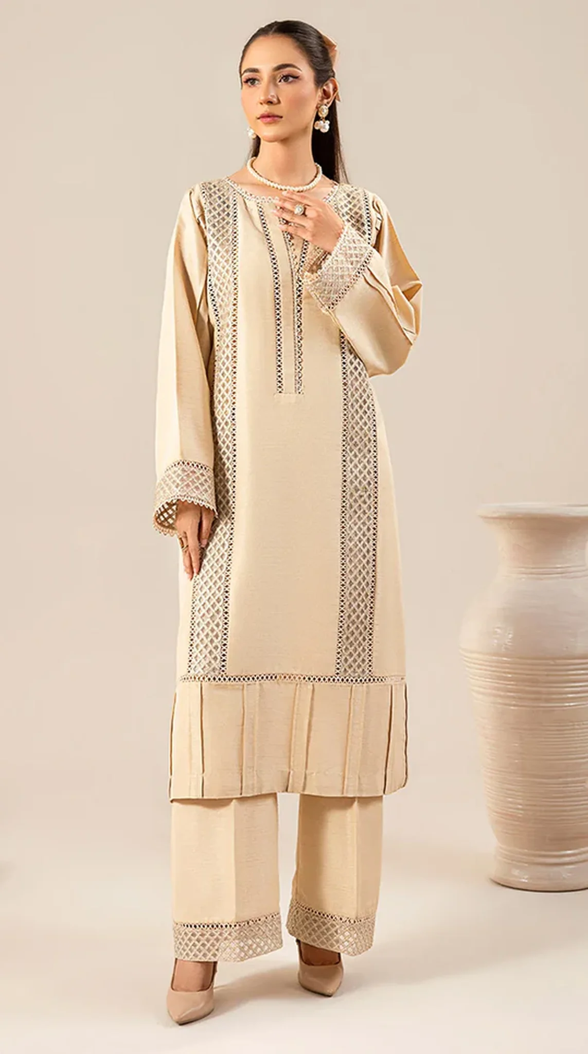 Ivory Raw Silk Co-ord Set - Image 2